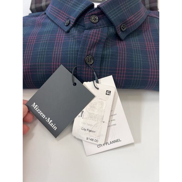 Mizzen+Main Bundle set of 2 Men’s Dress Shirt Plaid Button Down Large L - Picture 6 of 8